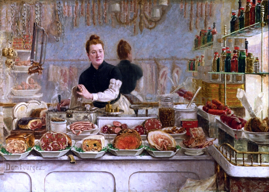  Edouard-Jean Dambourgez A Pork Butcher's Shop - Hand Painted Oil Painting
