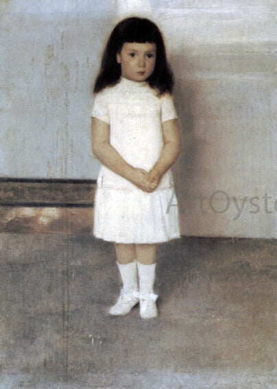 Fernand Khnopff A Portrait of a Standing Girl in White - Hand Painted Oil Painting