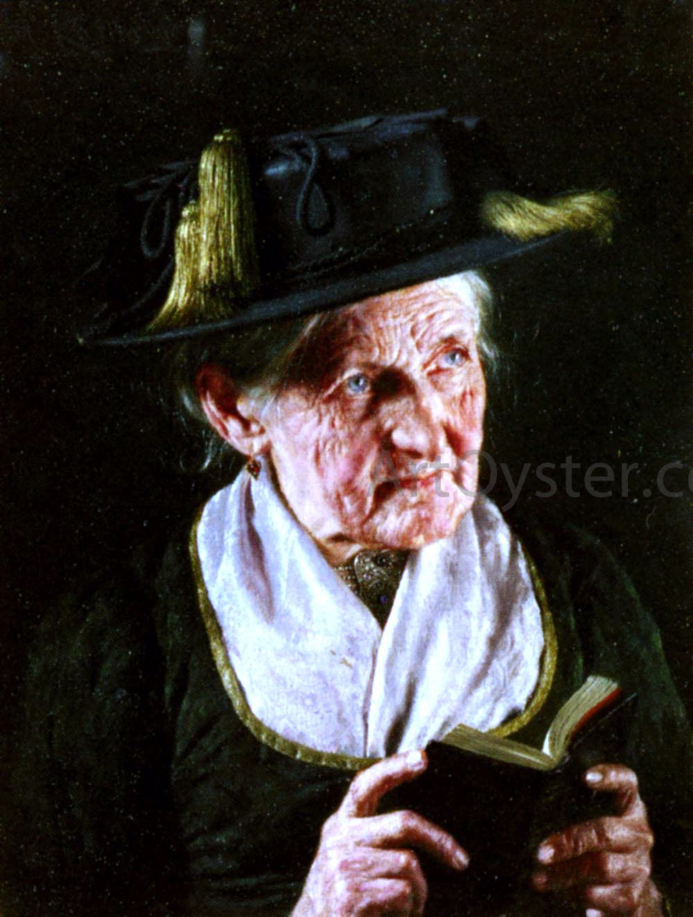  Carl Kronberger A Portrait of a Woman With A Book Of Prayer - Hand Painted Oil Painting