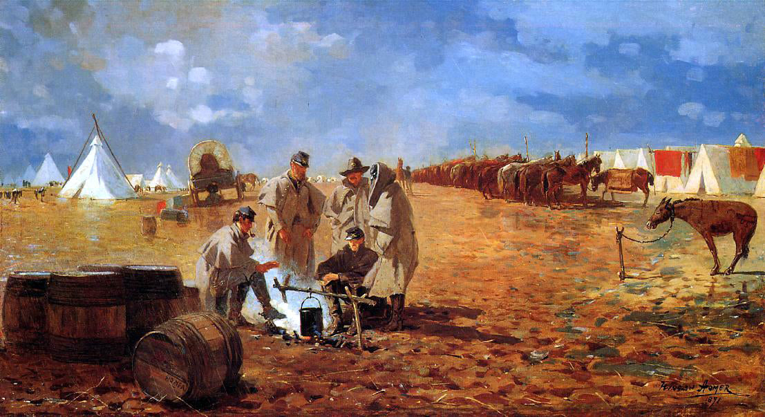 Winslow Homer A Rainy Day in Camp (also known as Camp near Yorktown) - Hand Painted Oil Painting