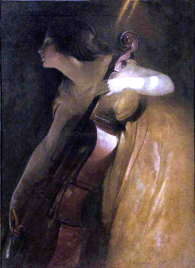 John White Alexander A Ray of Sunlight (also known as The Cellist) - Hand Painted Oil Painting