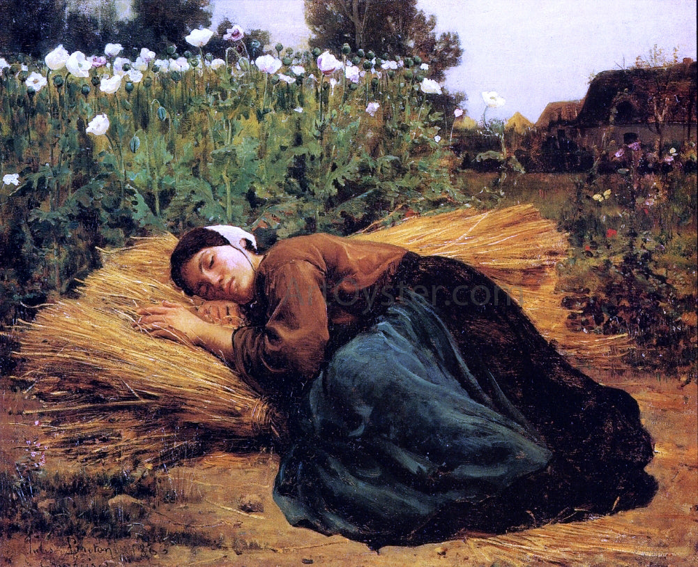 Jules-Adolphe Breton A Rest in the Fields - Hand Painted Oil Painting