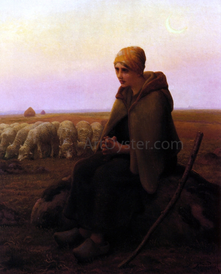 Aime Perret A Resting Shepherdess - Hand Painted Oil Painting