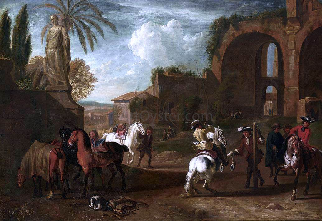 Pieter Van Bloemen A Riding-School - Hand Painted Oil Painting