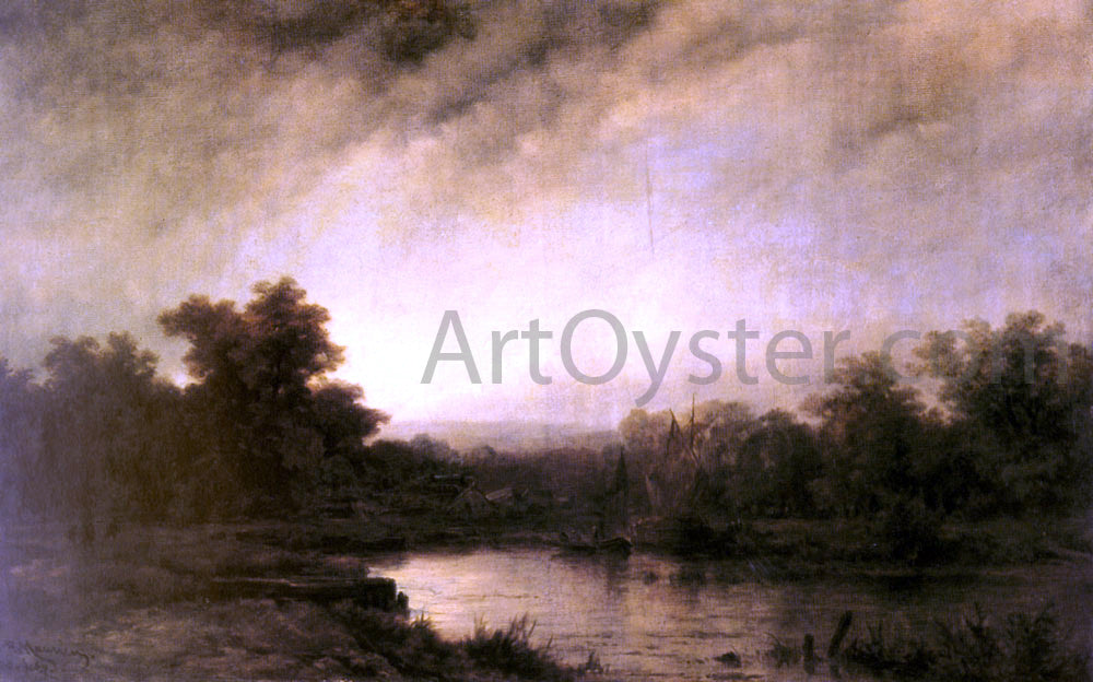 Remigius Adriannus Van Haanen A River Landscape - Hand Painted Oil Painting