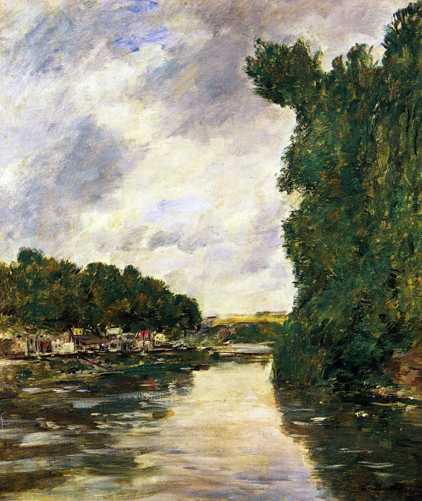 Eugene-Louis Boudin River near d'Abbeville - Hand Painted Oil Painting
