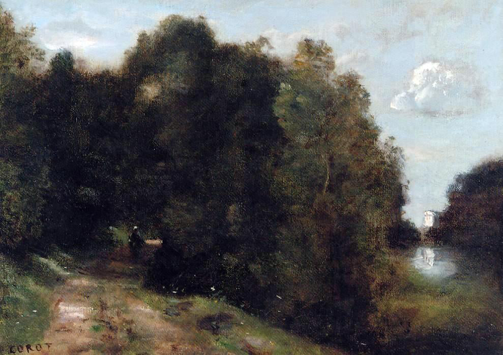 Jean-Baptiste-Camille Corot A Road Through the Trees - Hand Painted Oil Painting