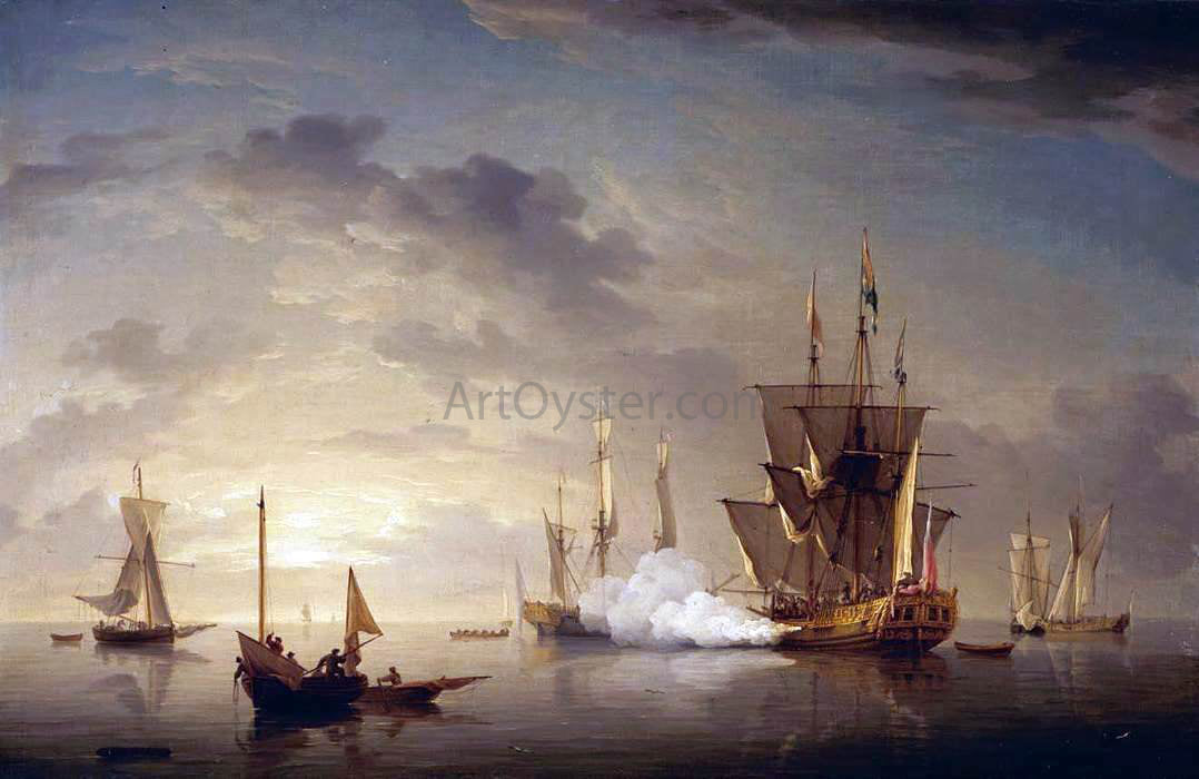 Charles Brooking A Royal Yacht Firing a Salute - Hand Painted Oil Painting