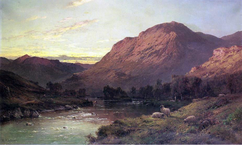 Senior. Alfred De Breanski A Salmon River in Scotland - Hand Painted Oil Painting