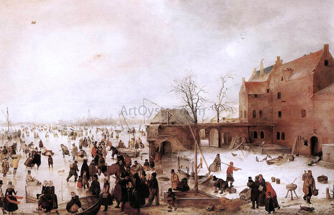 Hendrick Avercamp A Scene on the Ice near a Town - Hand Painted Oil Painting