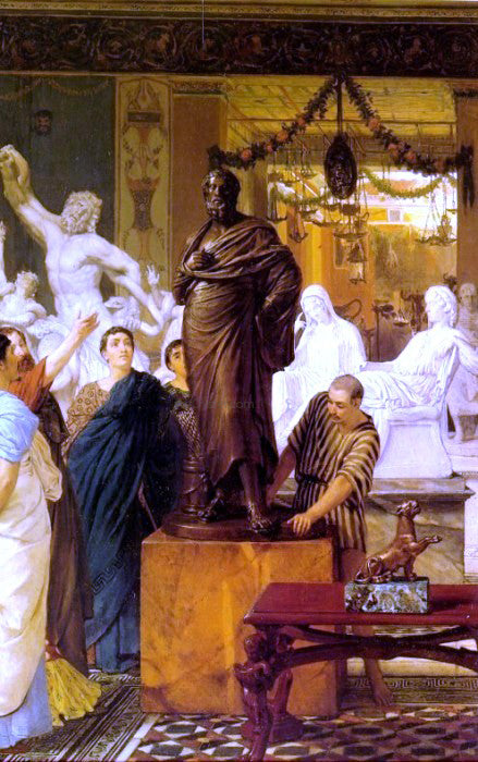 Sir Lawrence Alma-Tadema A Sculpture Gallery in Rome at the Time of Agrippa - Hand Painted Oil Painting