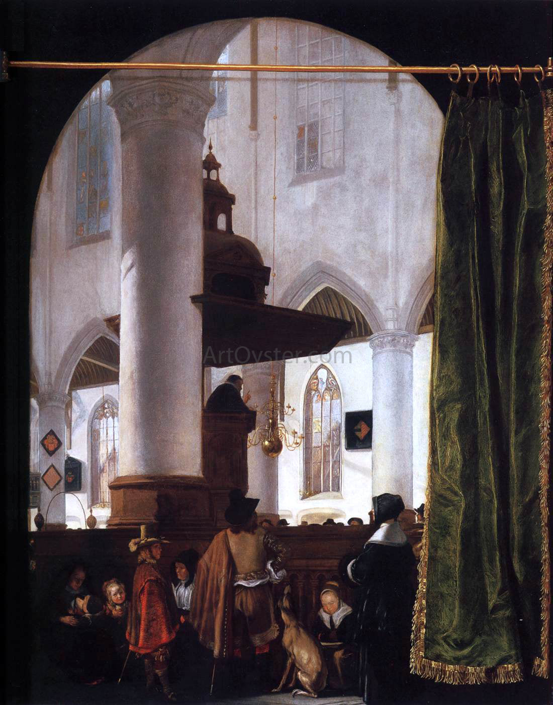 Emanuel De Witte A Sermon in the Oude Kerk, Delft - Hand Painted Oil Painting