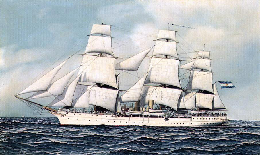 Antonio Jacobsen A Ship's Portrait - Hand Painted Oil Painting