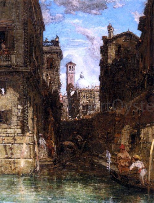 James Holland A Side Canal in Cannaregio, Looking towards The Church of San Geremia - Hand Painted Oil Painting