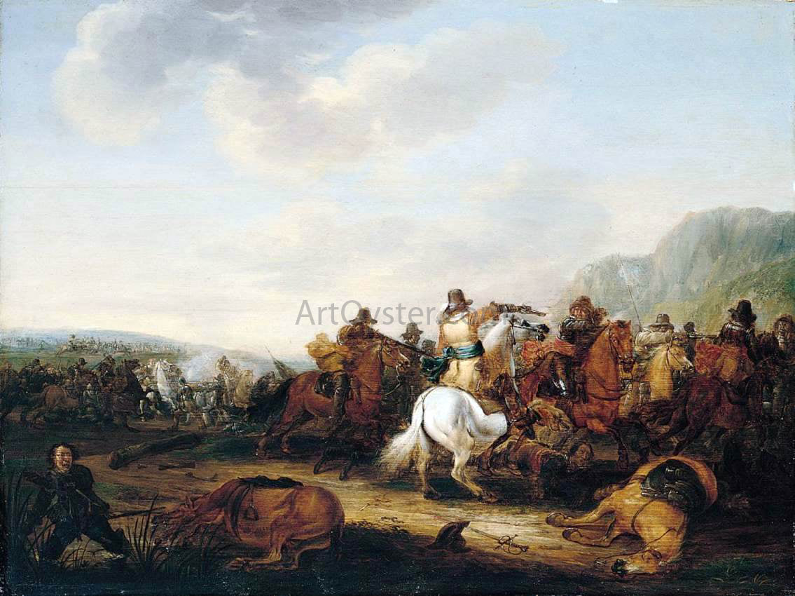 Palamedes Palamedesz A Skirmish Between Cavalry and Infantry - Hand Painted Oil Painting