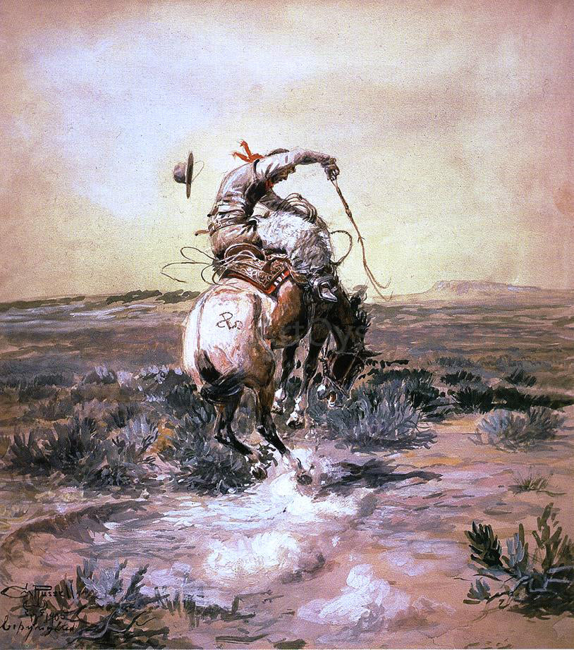 Charles Marion Russell A Slick Rider - Hand Painted Oil Painting