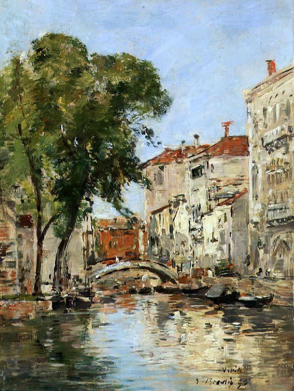 Eugene-Louis Boudin A Small Canal in Venice - Hand Painted Oil Painting
