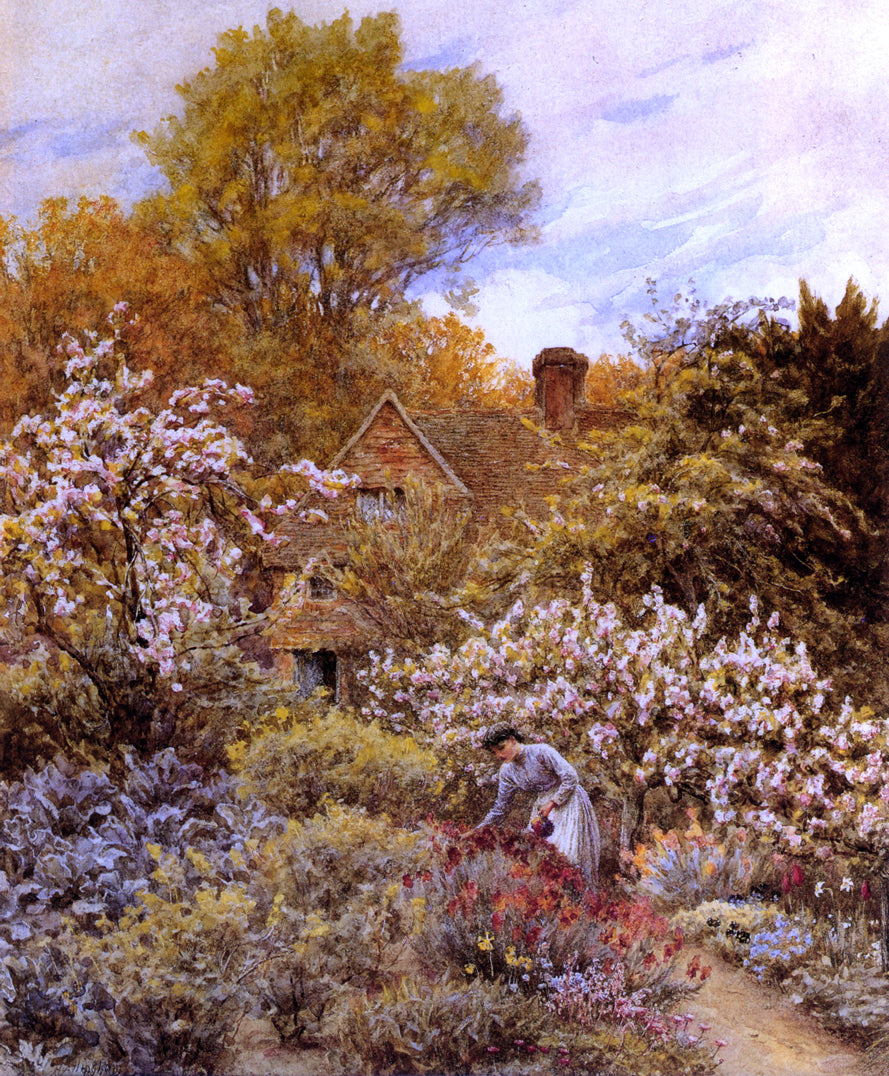  Helen Allingham A Spring Garden - Hand Painted Oil Painting