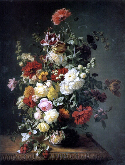 Simon Saint-Jean A Still life with Flowers and Wild Raspberries - Hand Painted Oil Painting