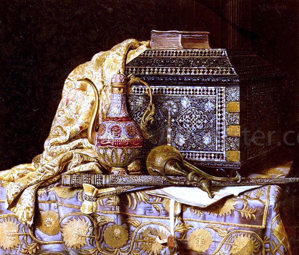 Max Schodl A Still Life With Oriental Objects - Hand Painted Oil Painting