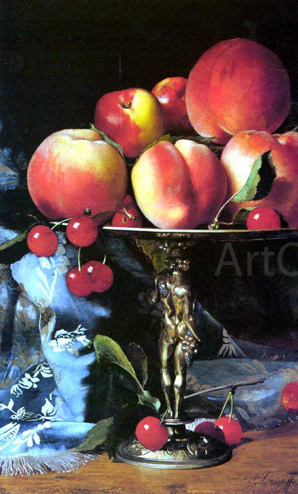 Blaise Alexandre Desgoffe A Still Life with Peaches, Plums and Cherries - Hand Painted Oil Painting