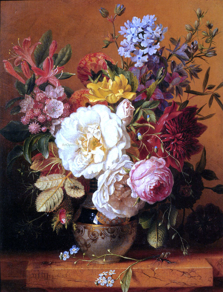 Dirk Jan Hendrik Joosten A Still Life With Roses, Forget-Me-Nots, Columbines And Cornflowers - Hand Painted Oil Painting