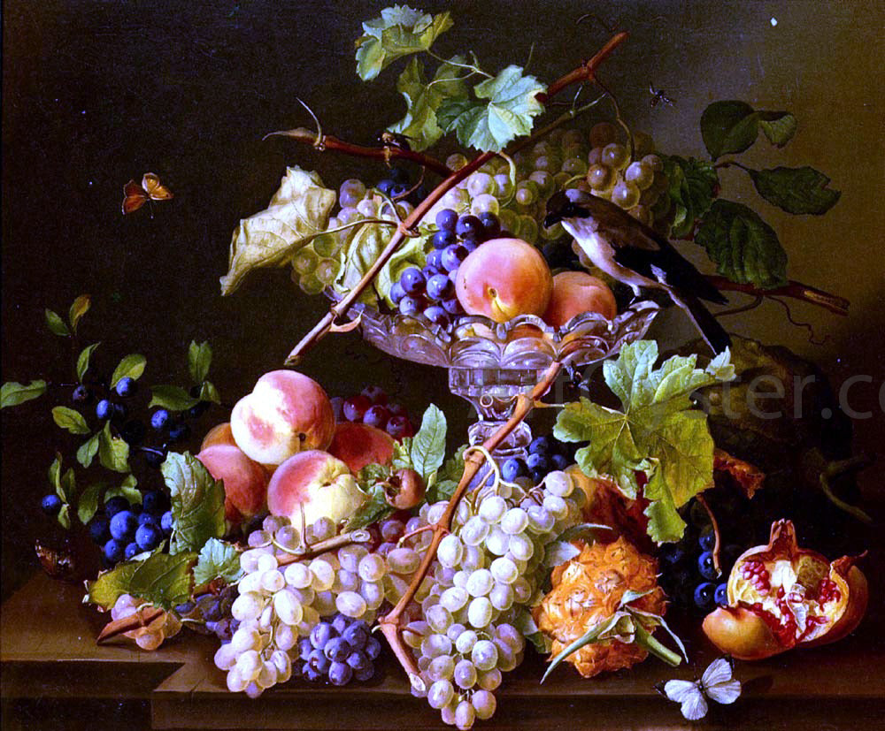  Josef Seboth A Still Life With Song Bird And Fruit In A Crystal Tazza - Hand Painted Oil Painting