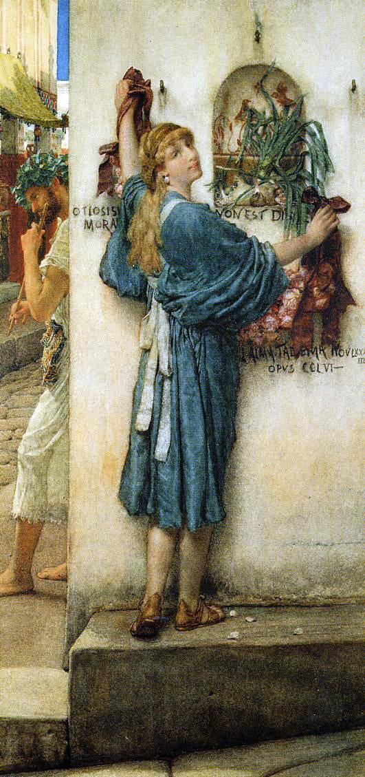 Sir Lawrence Alma-Tadema A Street Altar - Hand Painted Oil Painting