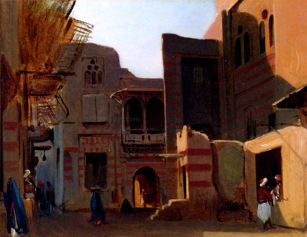 Jean-Baptiste-Adolphe Gibert A Street In Old Cairo - Hand Painted Oil Painting