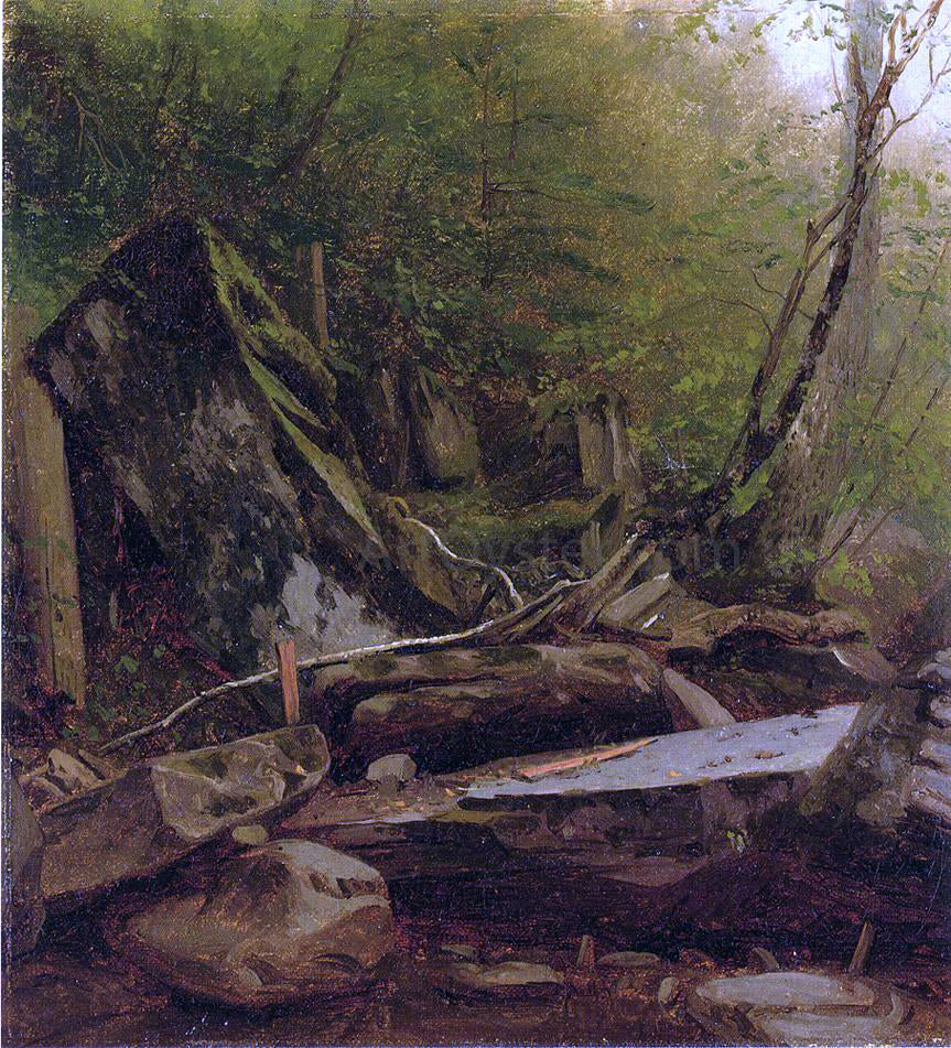Sanford Robinson Gifford A Study of Rocks at Kauterskill Cove - Hand Painted Oil Painting