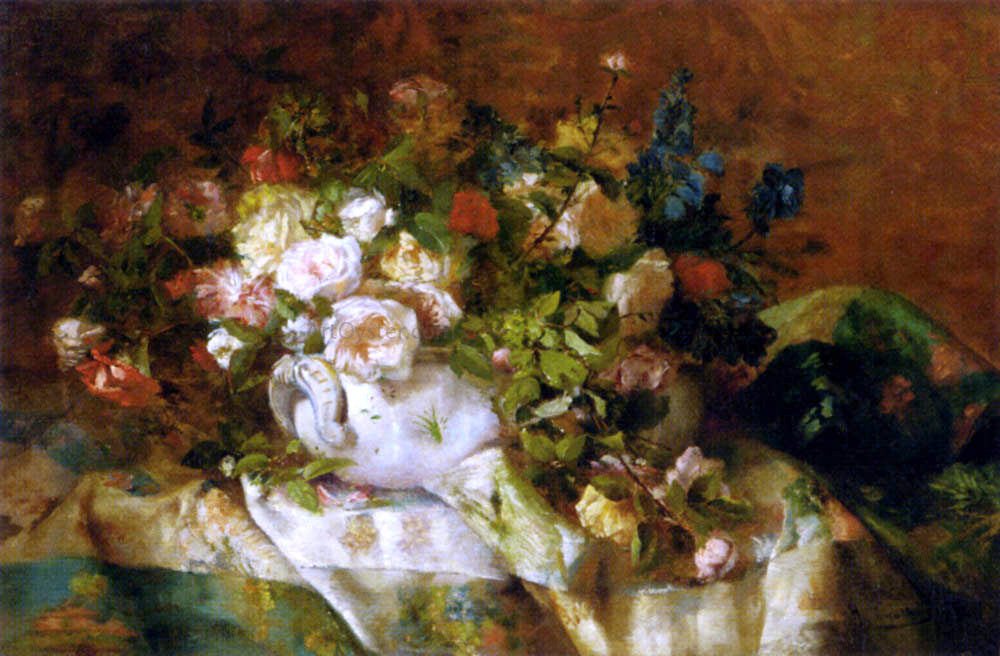 Eugene Henri Cauchois A Summer Bouquet - Hand Painted Oil Painting