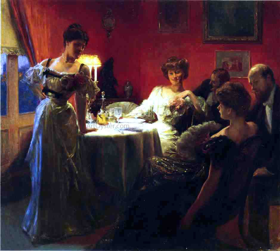 Julius LeBlanc Stewart A Supper Party - Hand Painted Oil Painting