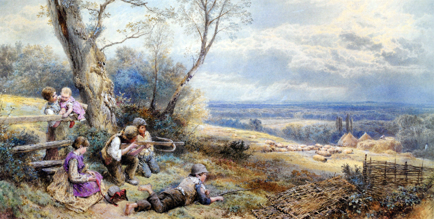 Myles Birket Foster A Sure and Steady Aim - Hand Painted Oil Painting