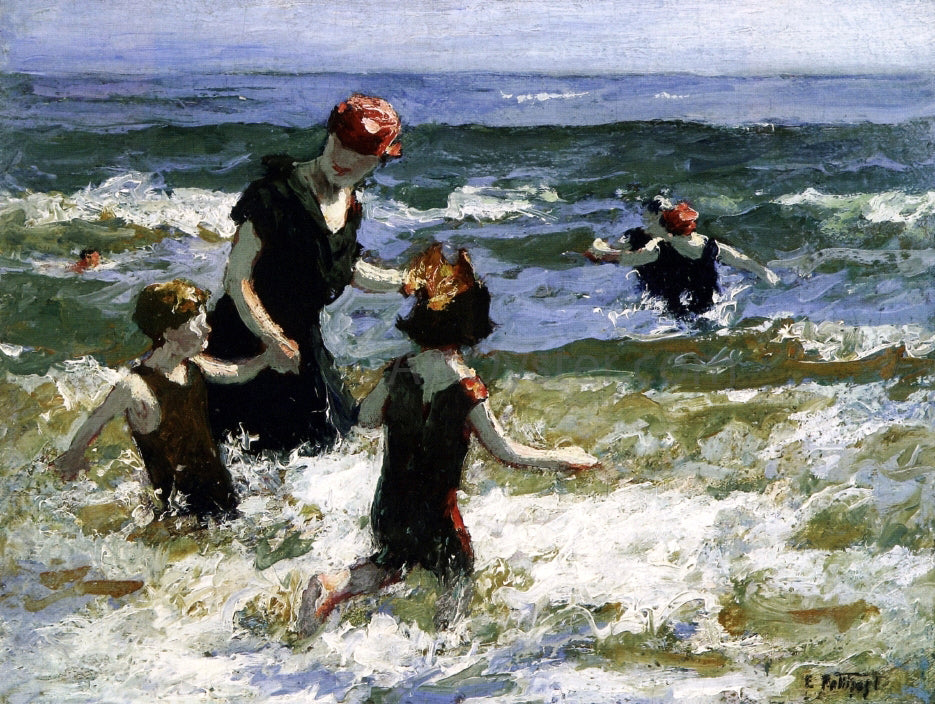 Edward Potthast A Timid Bather - Hand Painted Oil Painting