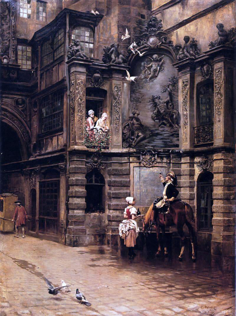 Charles-Edouard Delort A Toast to Love - Hand Painted Oil Painting