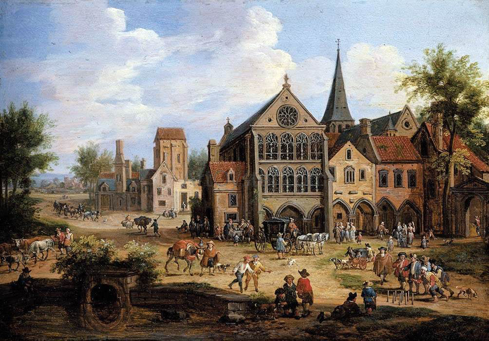  Pieter Bout A Town Scene - Hand Painted Oil Painting
