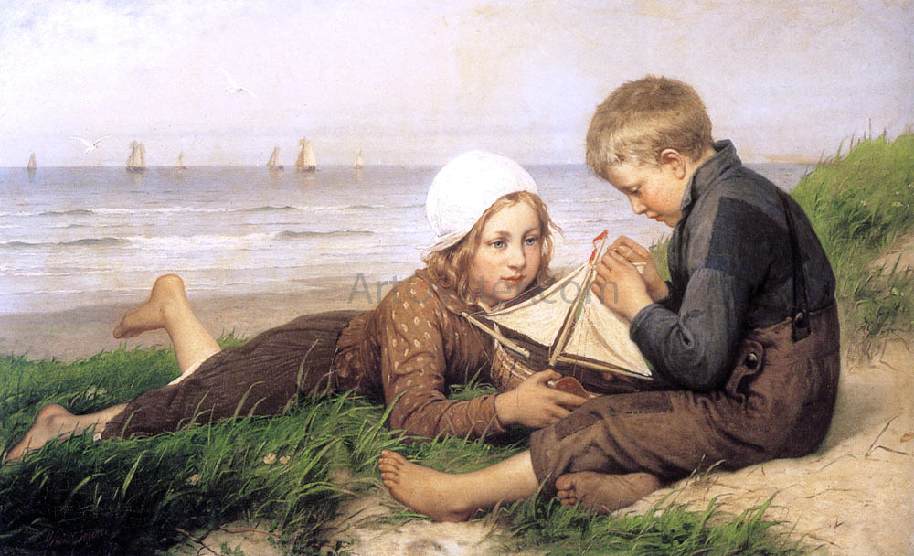 Henri Jacques Bource A Toy Boat - Hand Painted Oil Painting