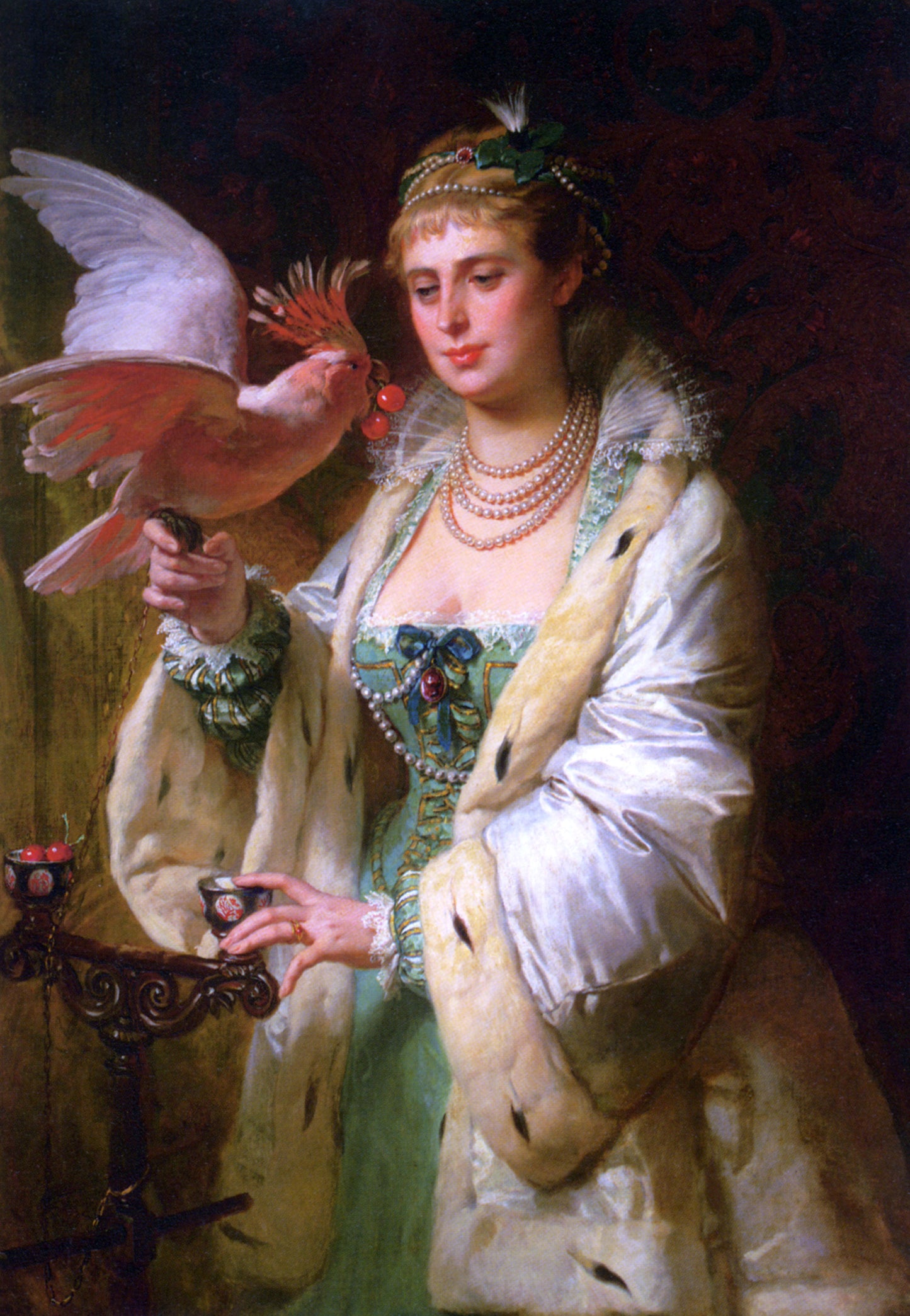 Edouard-Marie-Guillaume Dubufe A Treat for her Pet - Hand Painted Oil Painting