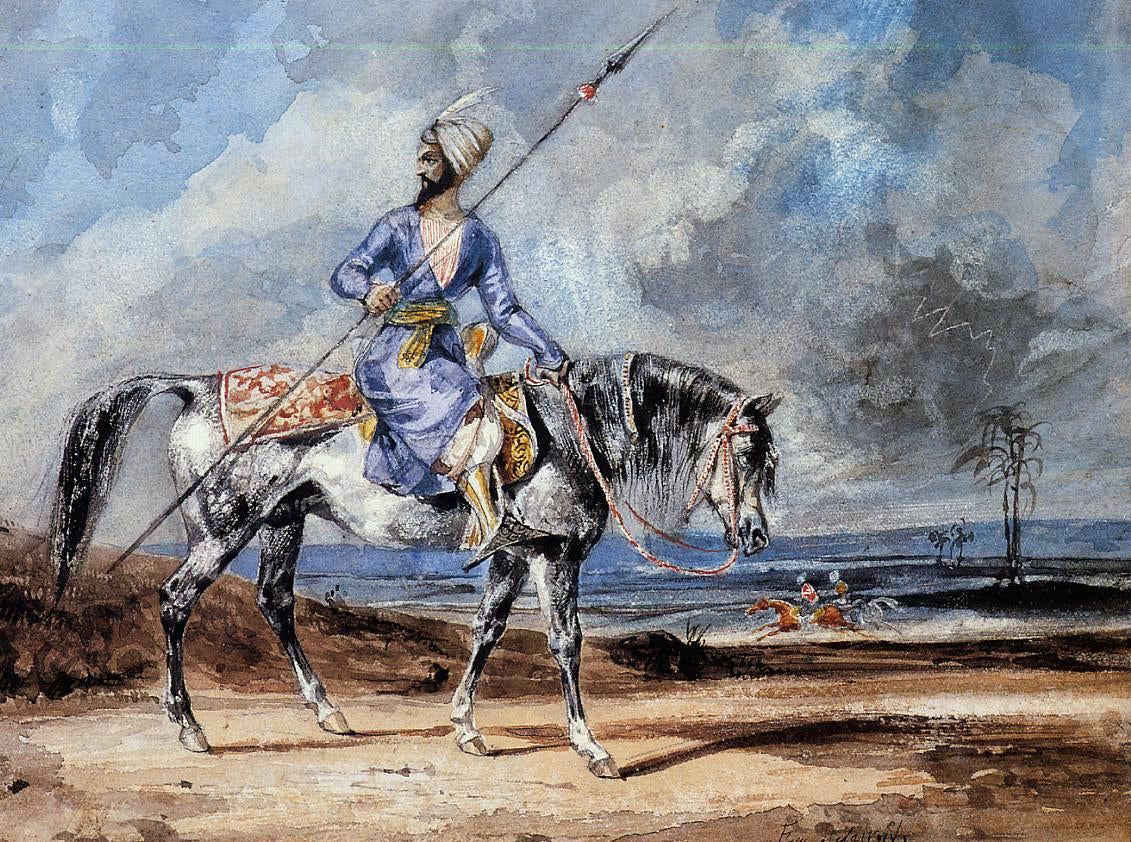 Eugene Delacroix Turkish Man on a Grey Horse - Hand Painted Oil Painting