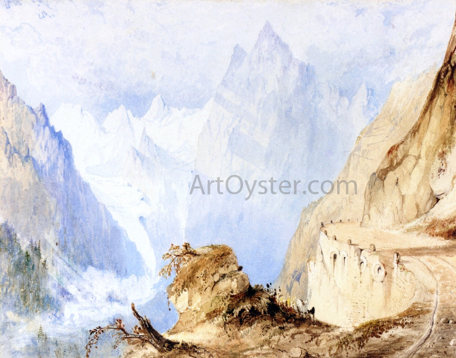John Ruskin A View in the Alps - Hand Painted Oil Painting