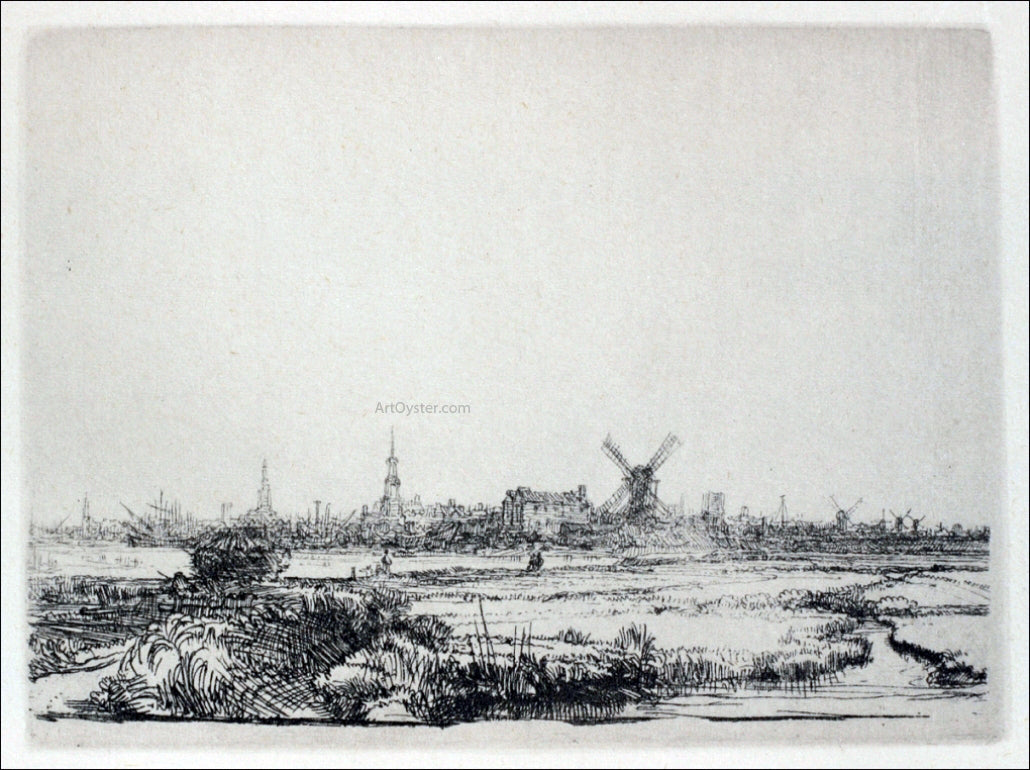 Rembrandt Van Rijn View of Amsterdam - Hand Painted Oil Painting
