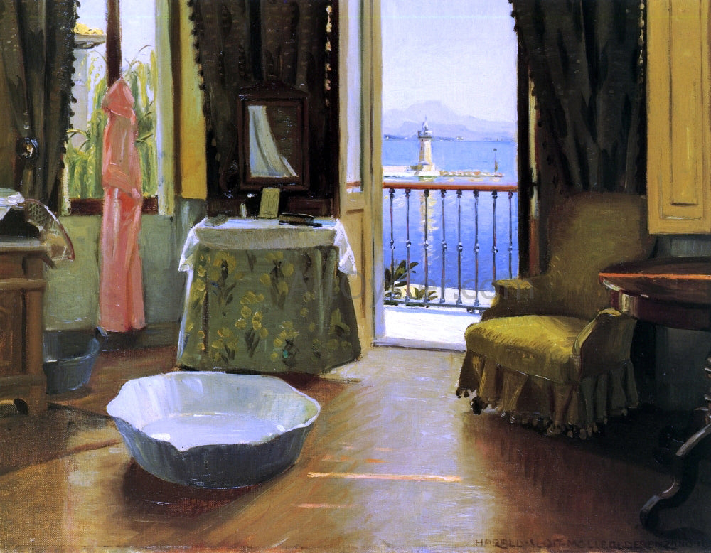 Harald Slott-Moller A View of Lake Garda at Desenzano, Italy - Hand Painted Oil Painting