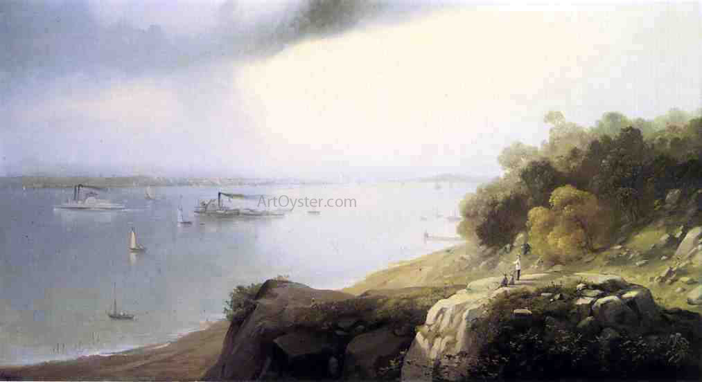 Andrew W Melrose View of New York From Castle Point, Hoboken - Hand Painted Oil Painting