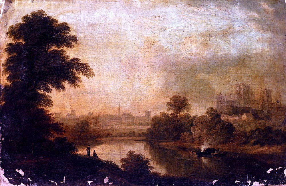 John Glover A View of Ripon Cathedral From Across The River Ure - Hand Painted Oil Painting
