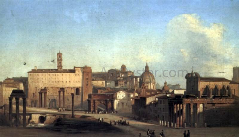 Ippolito Caffi A View Of The Forum - Hand Painted Oil Painting