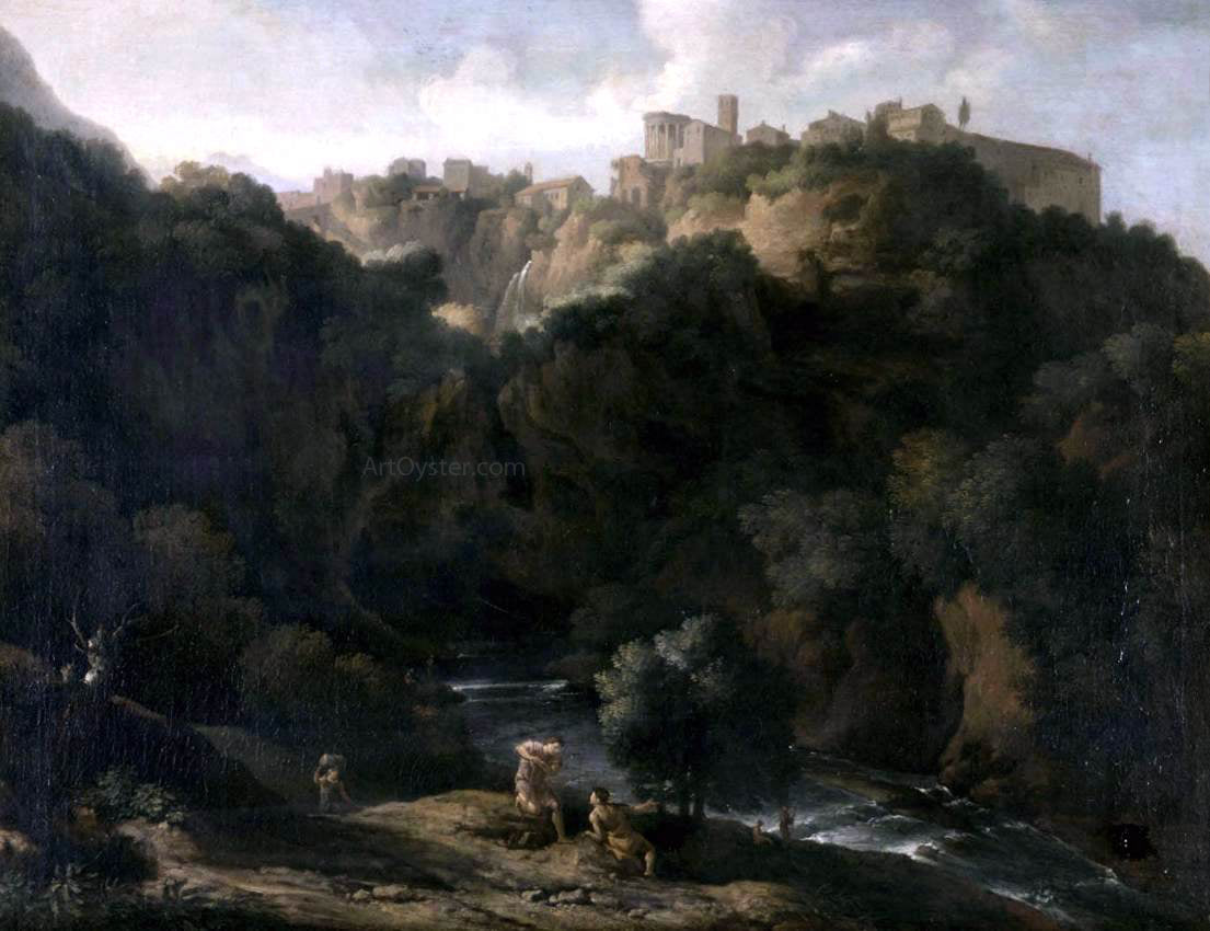  Gaspard Dughet A View of Tivoli, with the Teverone Flowing Beneath - Hand Painted Oil Painting