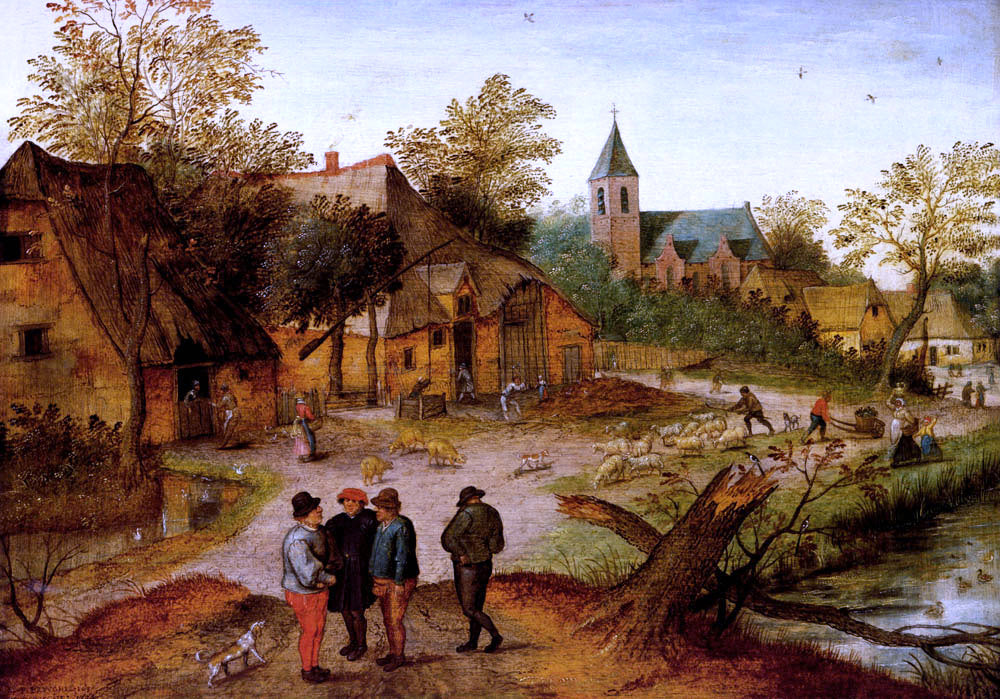 The Younger Pieter Brueghel A Village Landscape With Farmers - Hand Painted Oil Painting