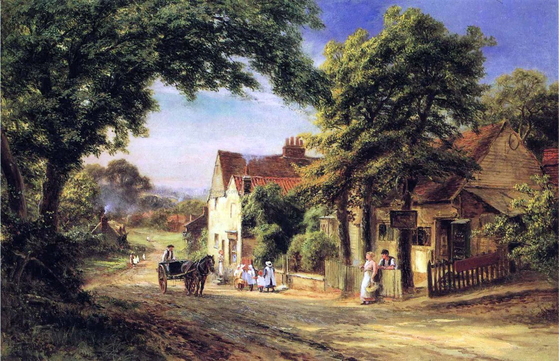 Robert Gallon A Village Scene - Hand Painted Oil Painting