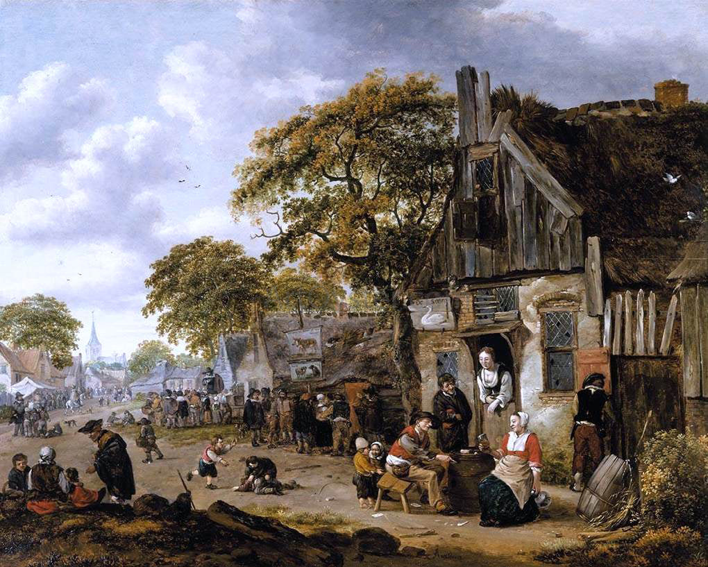 Salomon Rombouts Village Street Scene - Hand Painted Oil Painting