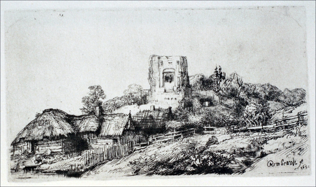 Rembrandt Van Rijn Village with a Square Tower - Hand Painted Oil Painting